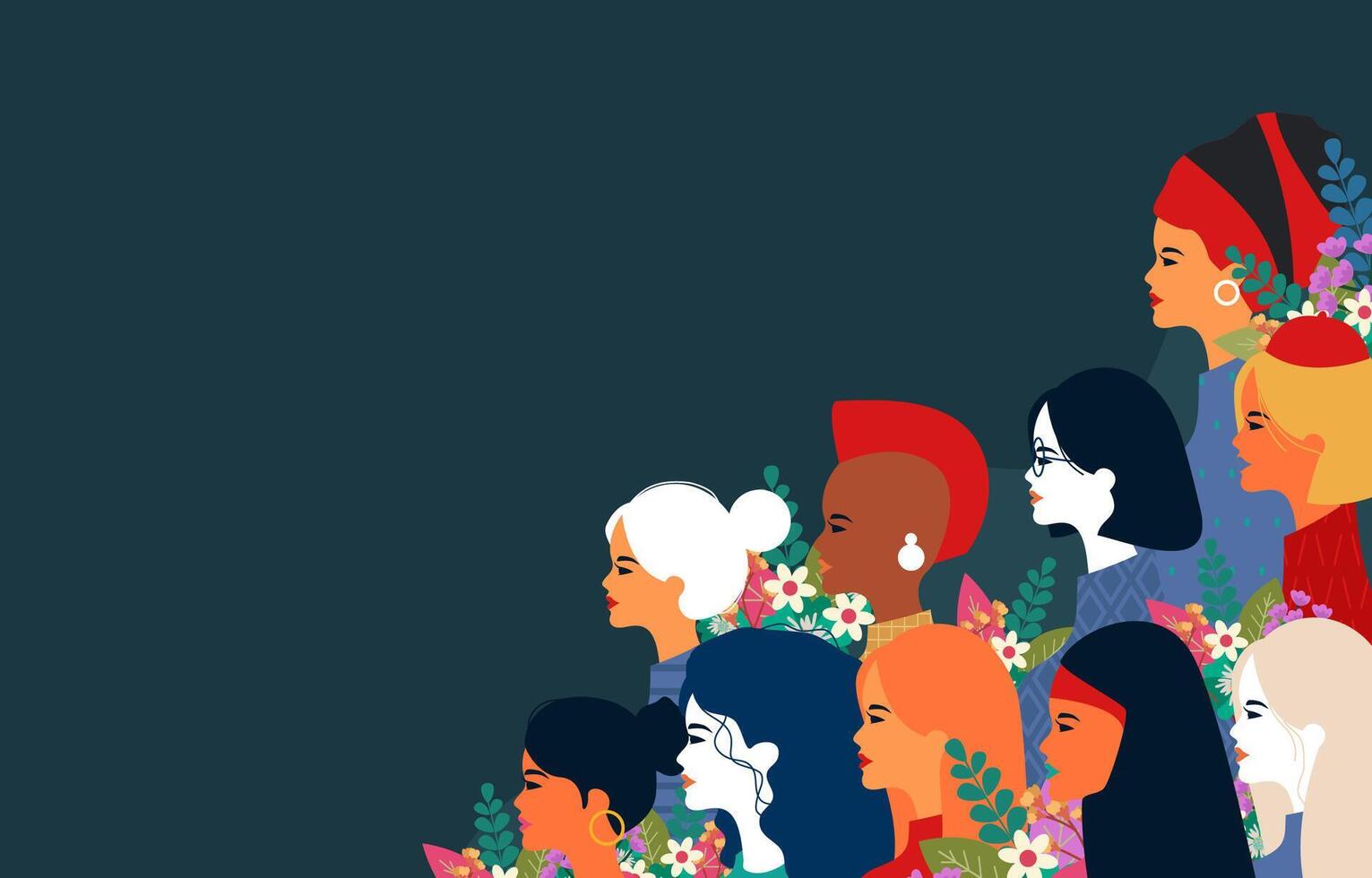 international women's day background with flat vector illustration concept