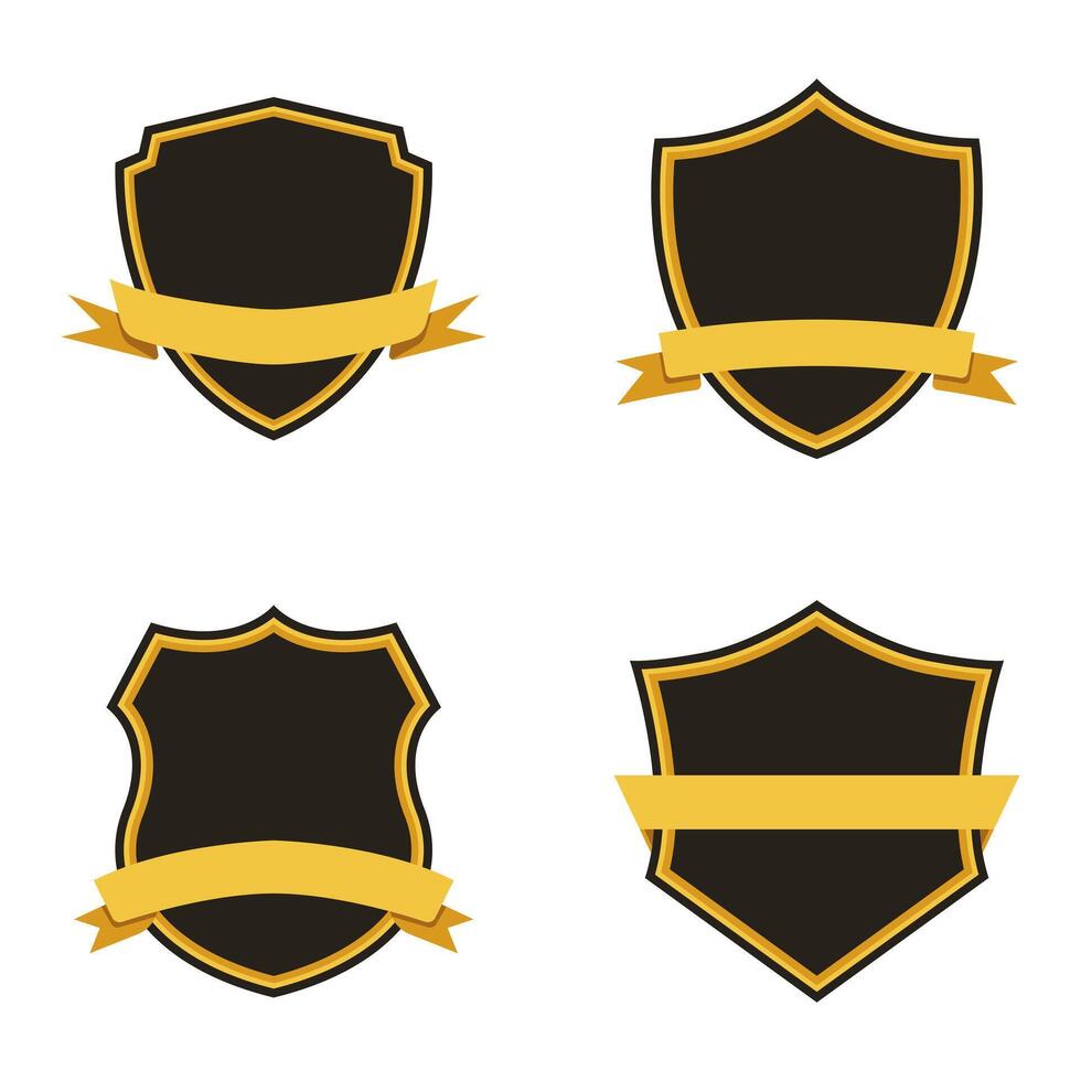 Collection of blank badges different shapes. Blank shield logo vector