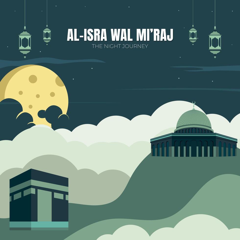 Flat design of Isra Miraj Islamic day celebration vector