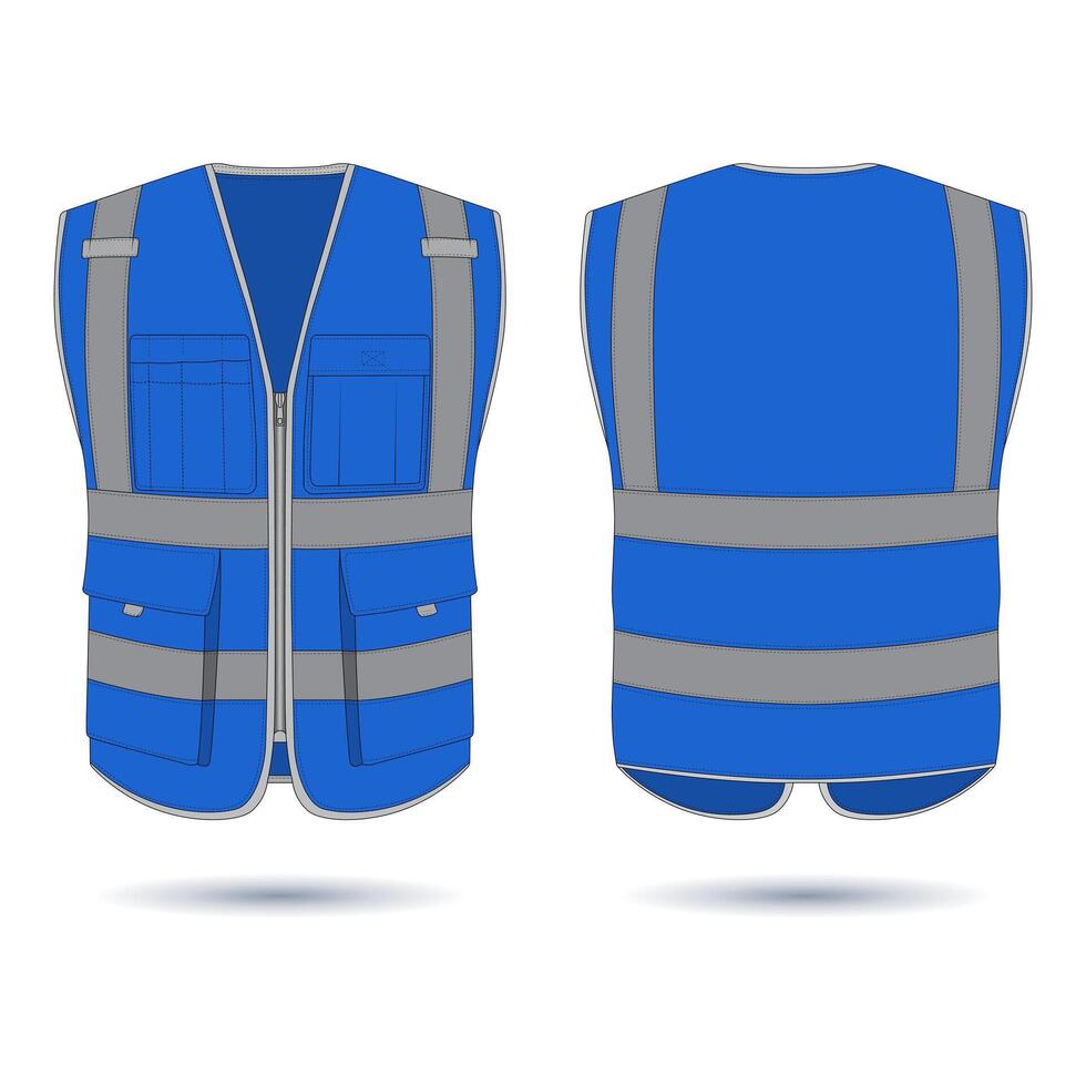 Hi-Vis safety vest mockup front and back view. Vest workwear vector