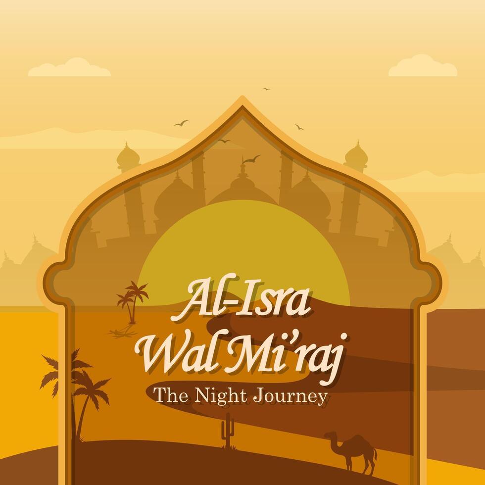Square background greeting Isra Miraj day vector