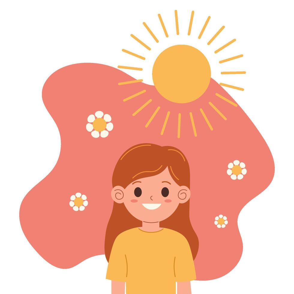 mental salud. vector ilustración. el niña es sonriente, en un bueno humor.