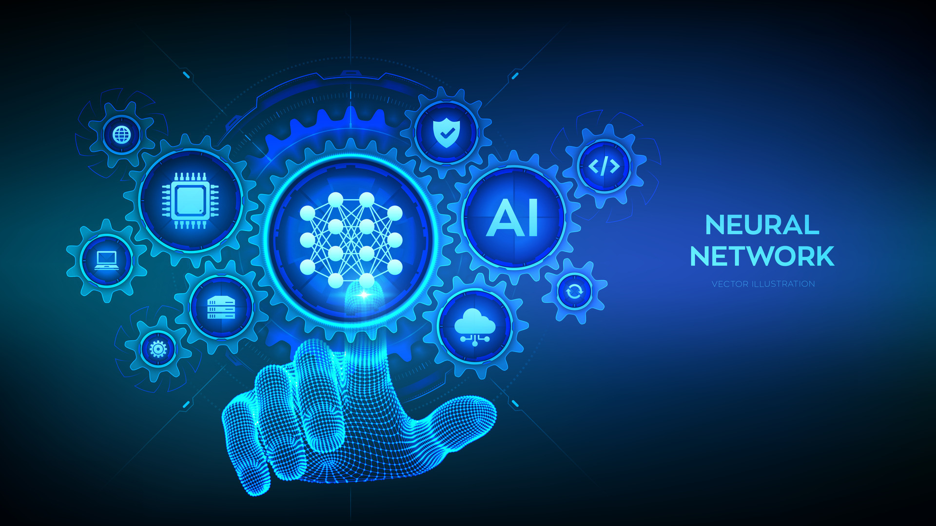 Neural network concept. AI Artificial Intelligence. Machine Learning ...