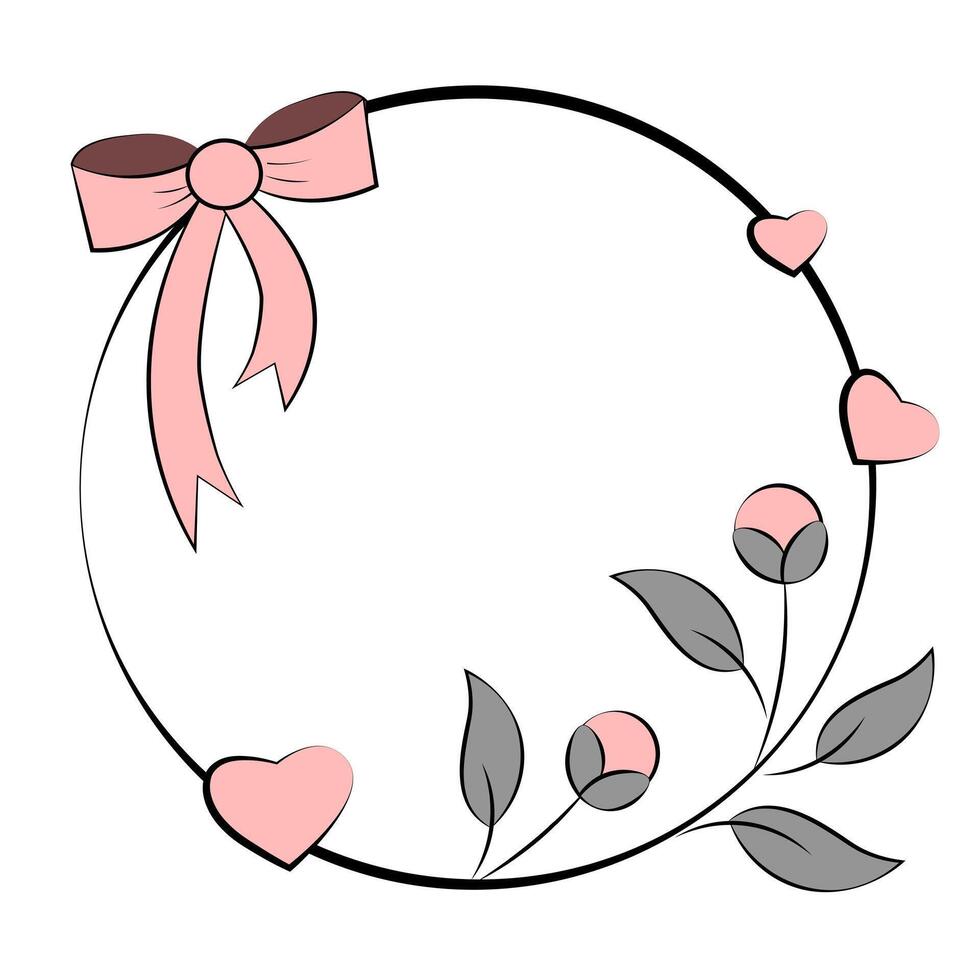 Flower frame with bow. Greeting Card vector