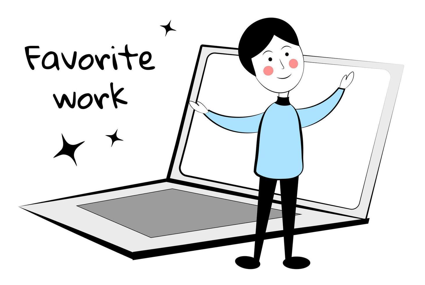 A man with a laptop. Favorite work vector