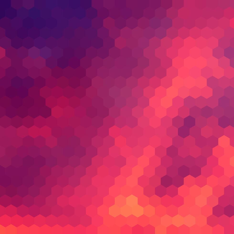 Sundown themed background with hex grid vector