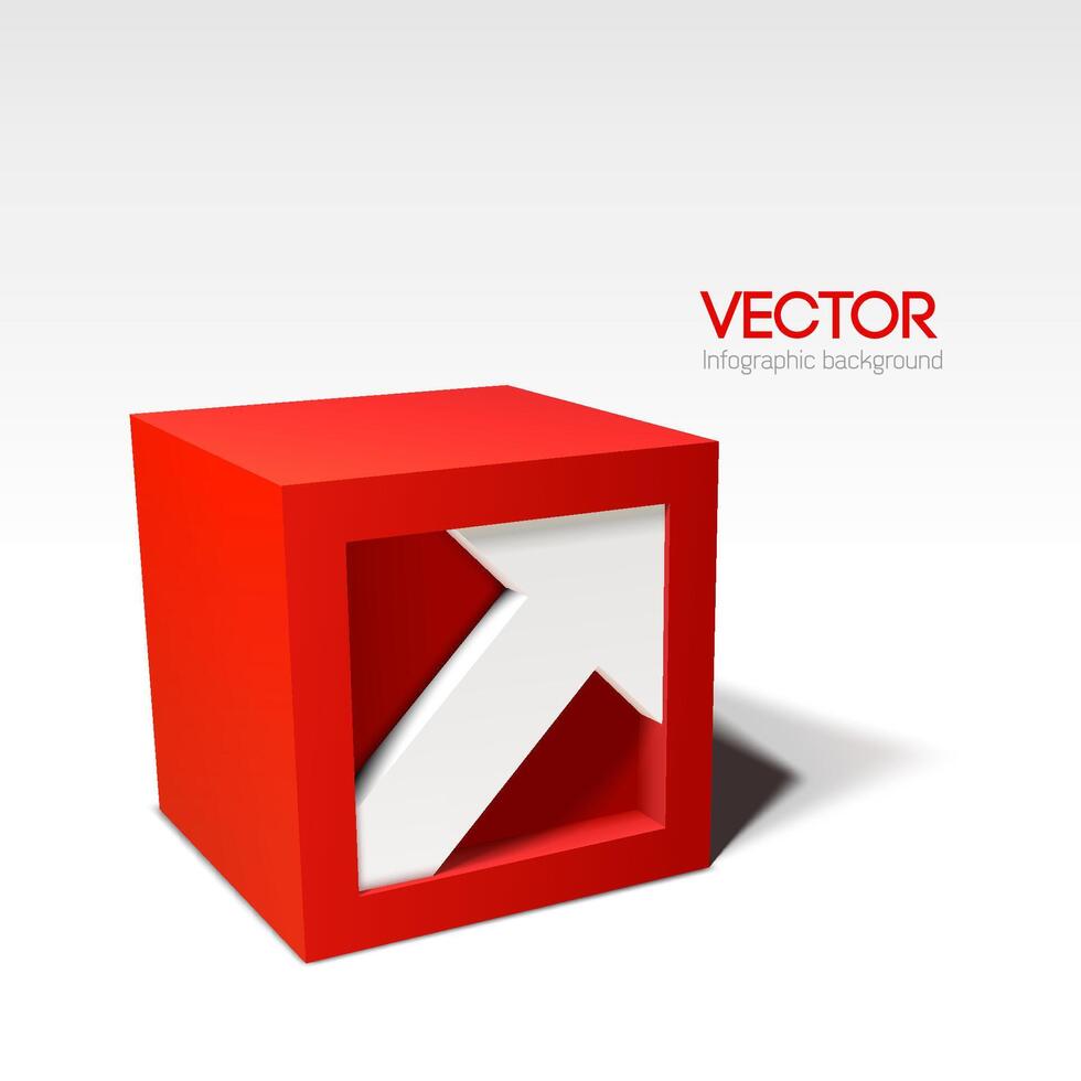 infografía vector rojo 3d cubo con flecha