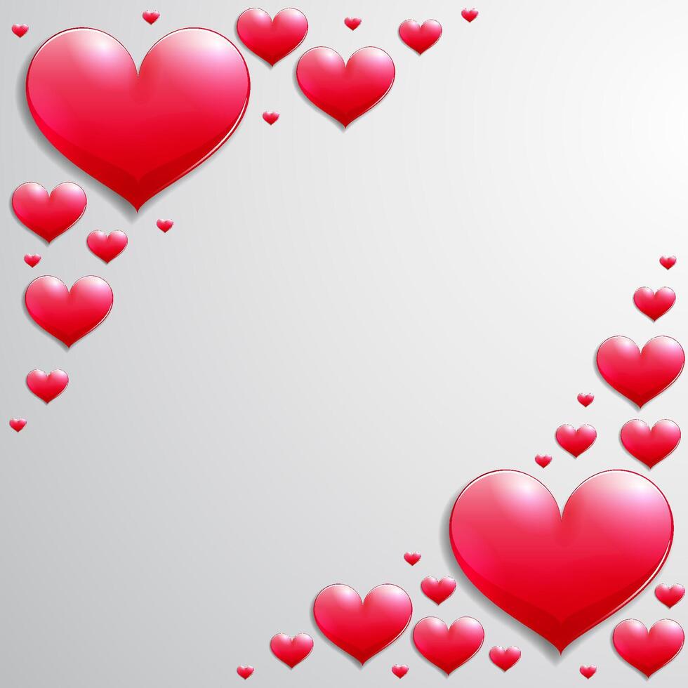 Valentines Day card with hearts in the corners vector