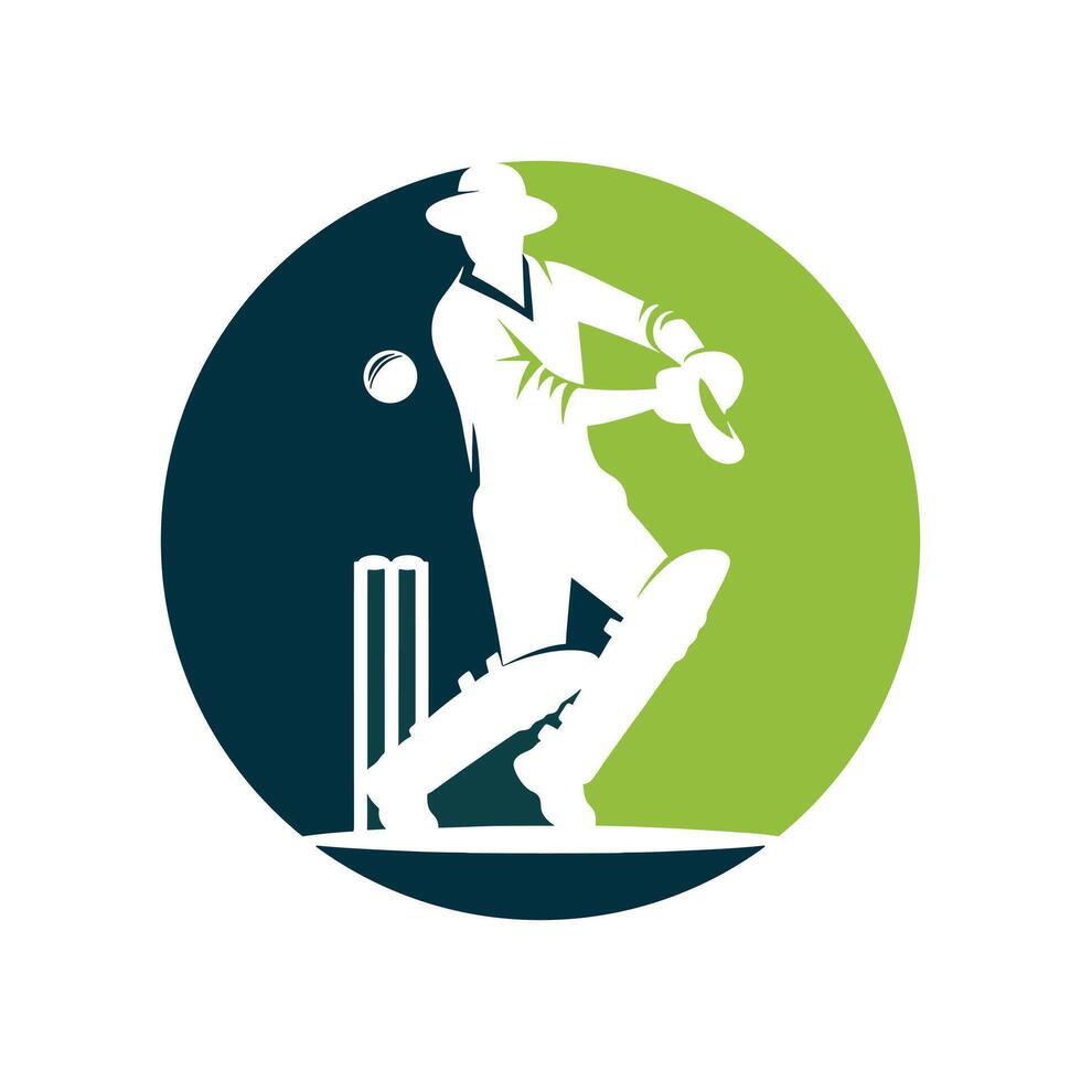 Cricket Player Logo Inside a Shape of Circle vector