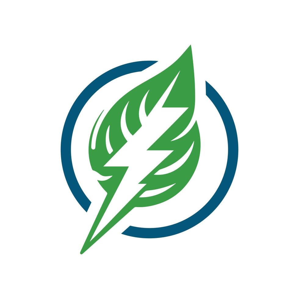 Eco Leaf Bolt Green Energy Vector Illustration