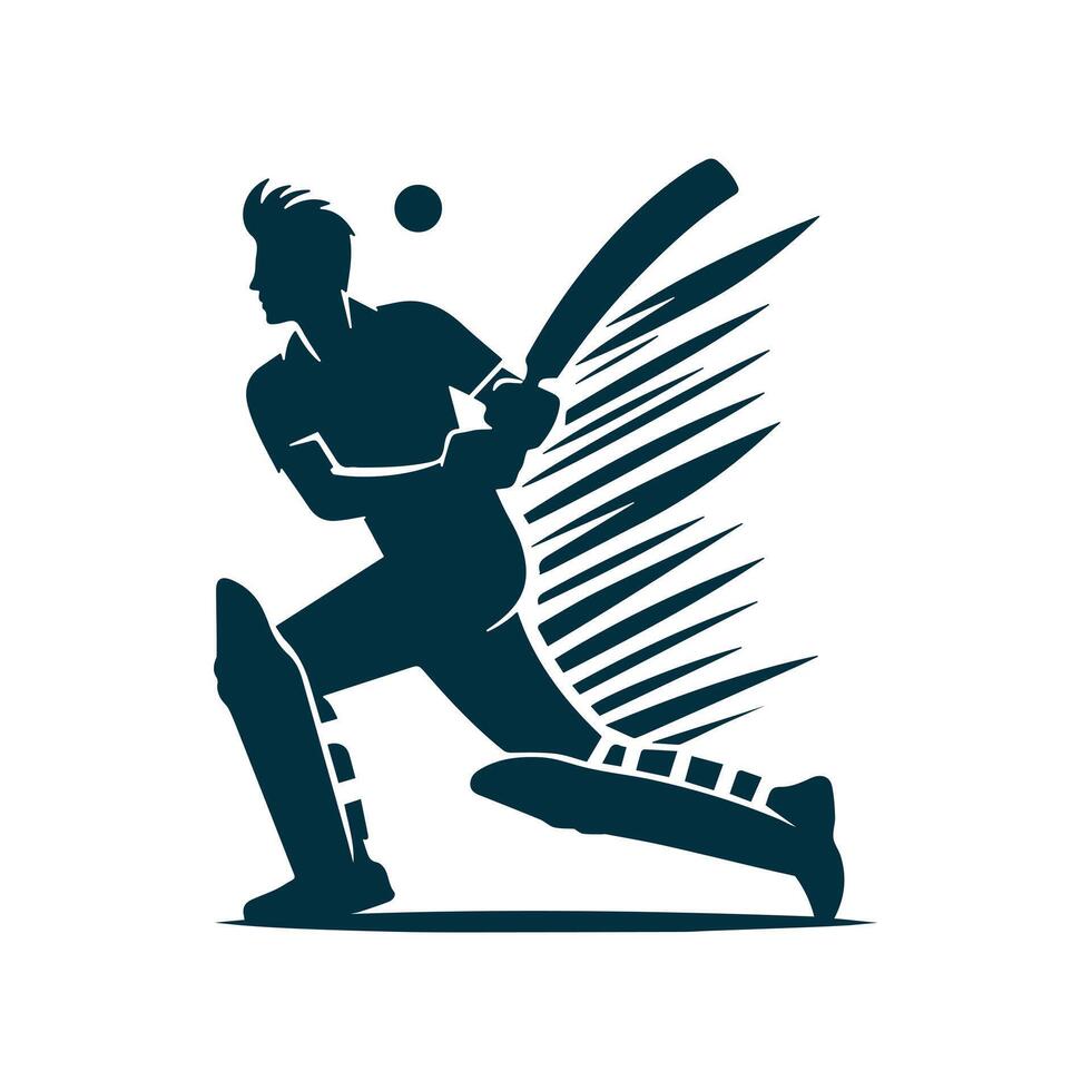 Cricket Player Logo Creative Style Vector