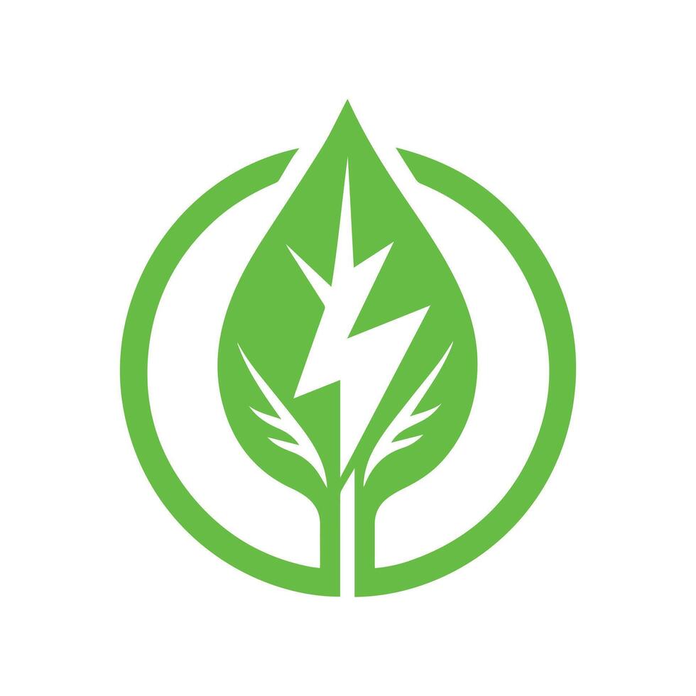 Eco Leaf Bolt Green Energy Vector Illustration