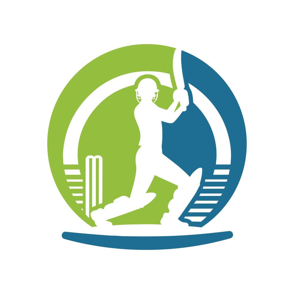 Cricket Player Logo Inside a Shape of Circle vector