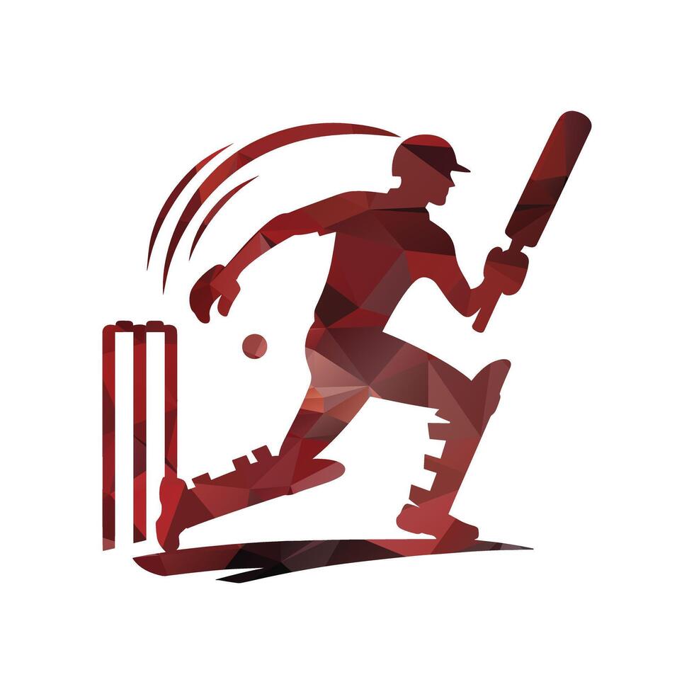 Cricket Player Running Style Logo Vector