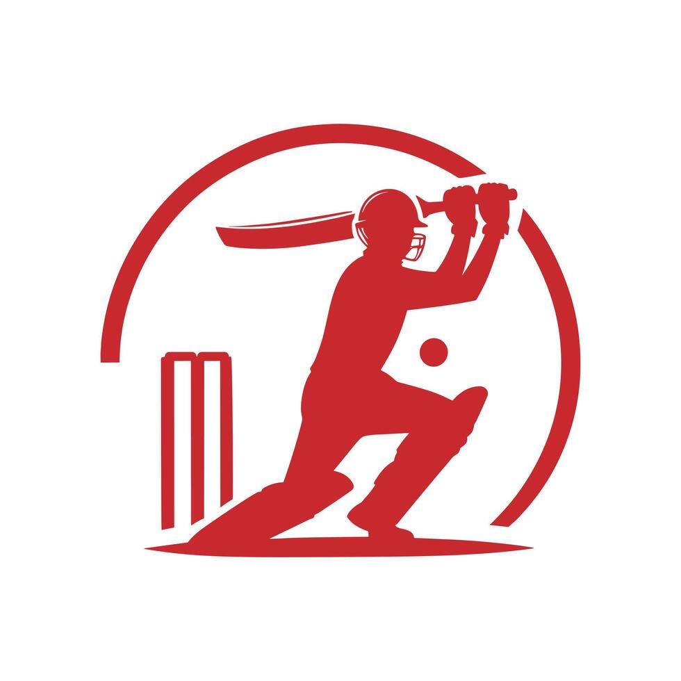 Cricket Player Logo With Ring Style Vector