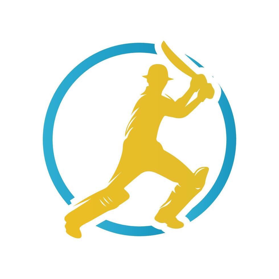 Cricket Player Logo Inside a Shape of Ring vector