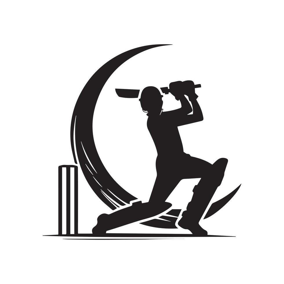 Cricket Player Logo Playing Short Concept vector