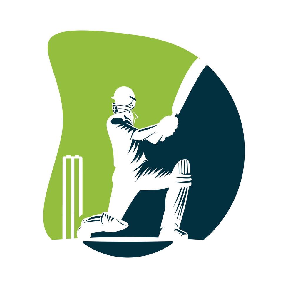Cricket Player Logo Playing Short Concept vector