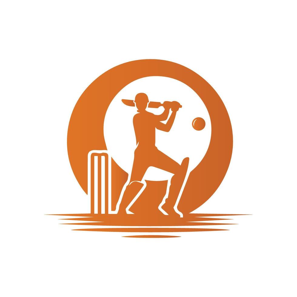 Cricket Player Logo Inside a Ring Illustration vector