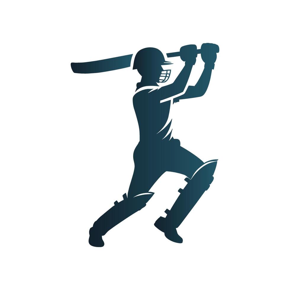 Cricket Player Logo Playing Short Concept vector