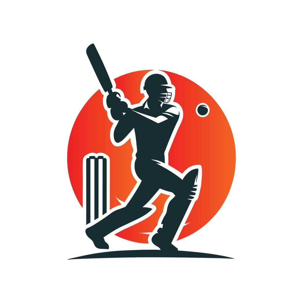 Cricket Player Logo Playing Short Concept vector