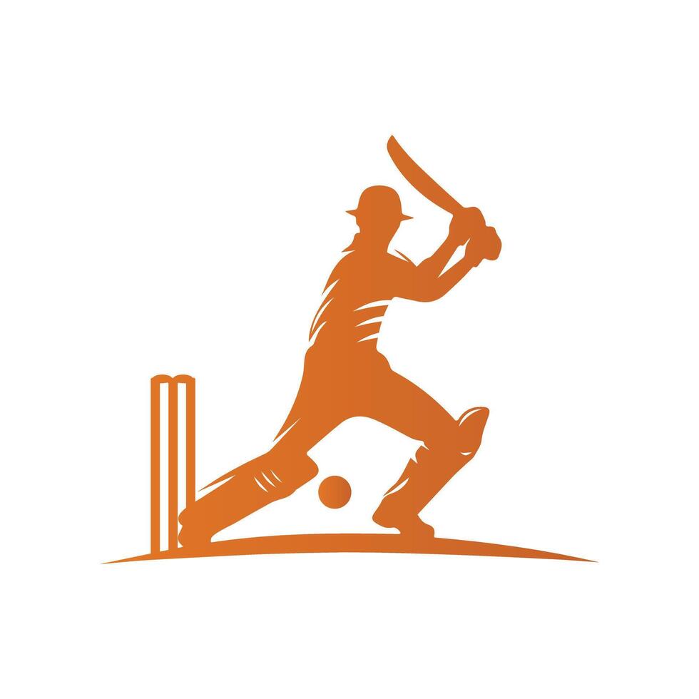 Cricket Player Logo Design Vector