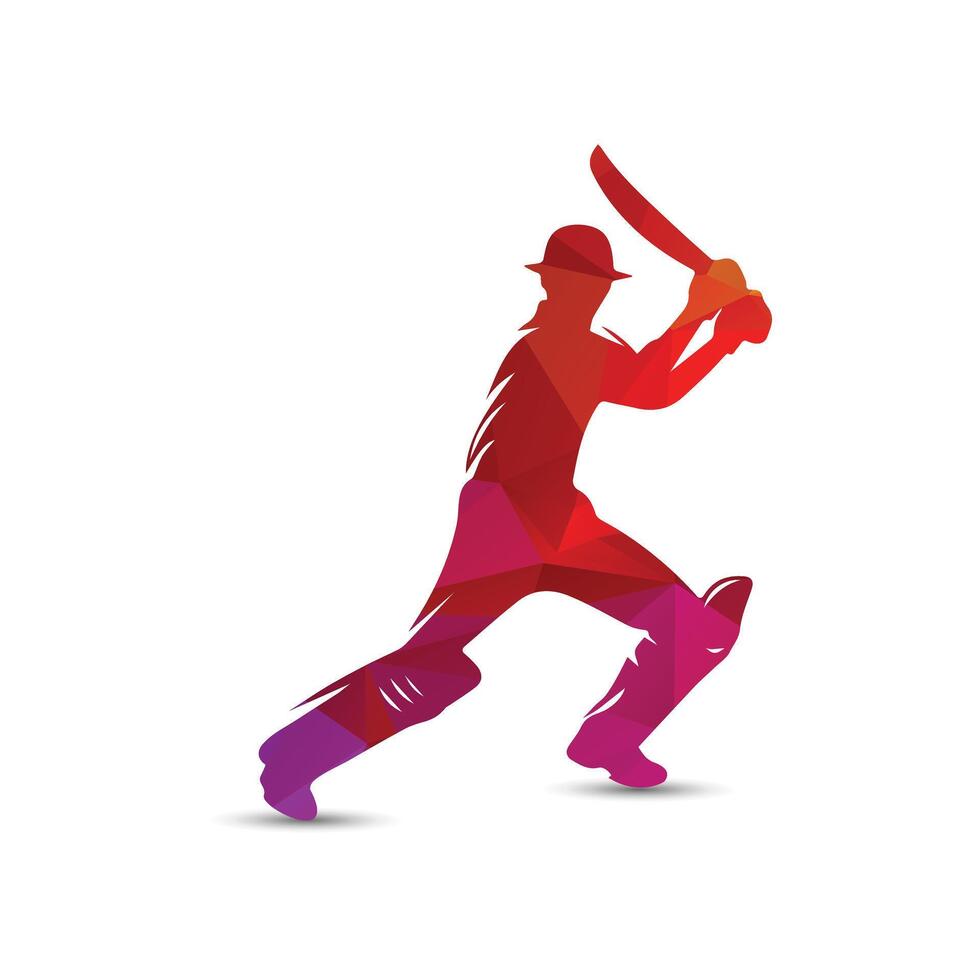 Cricket Player Logo Red Color vector