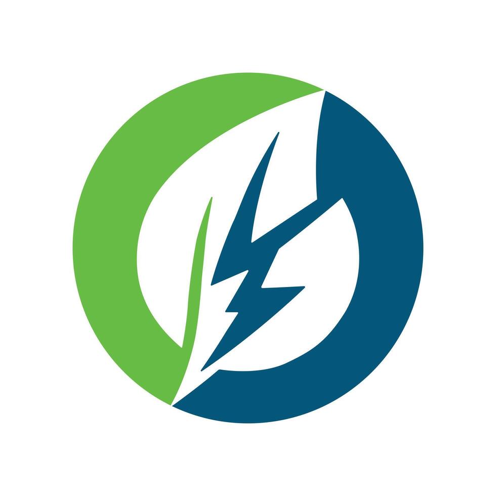 Eco Leaf Bolt Green Energy Vector Illustration