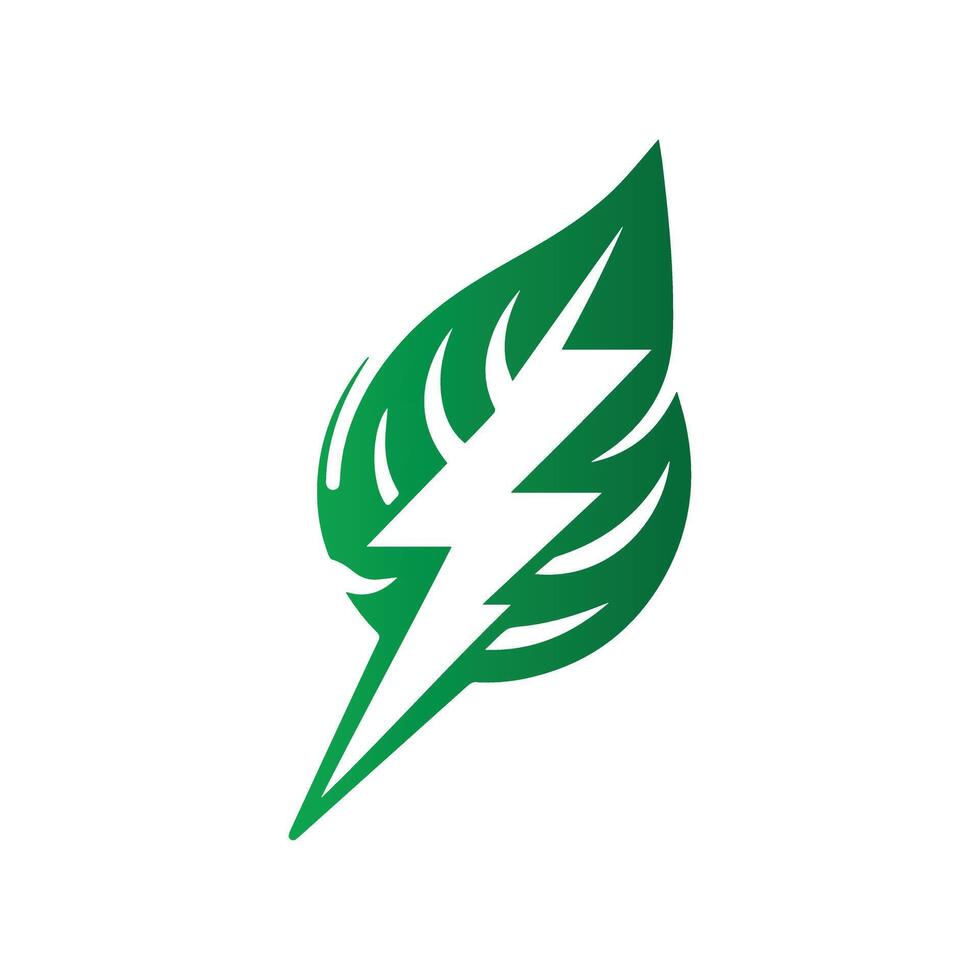 Eco Leaf Bolt Green Energy Vector Illustration