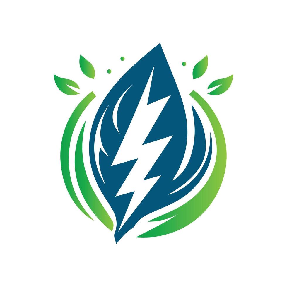 Eco Leaf Bolt Green Energy Vector Illustration