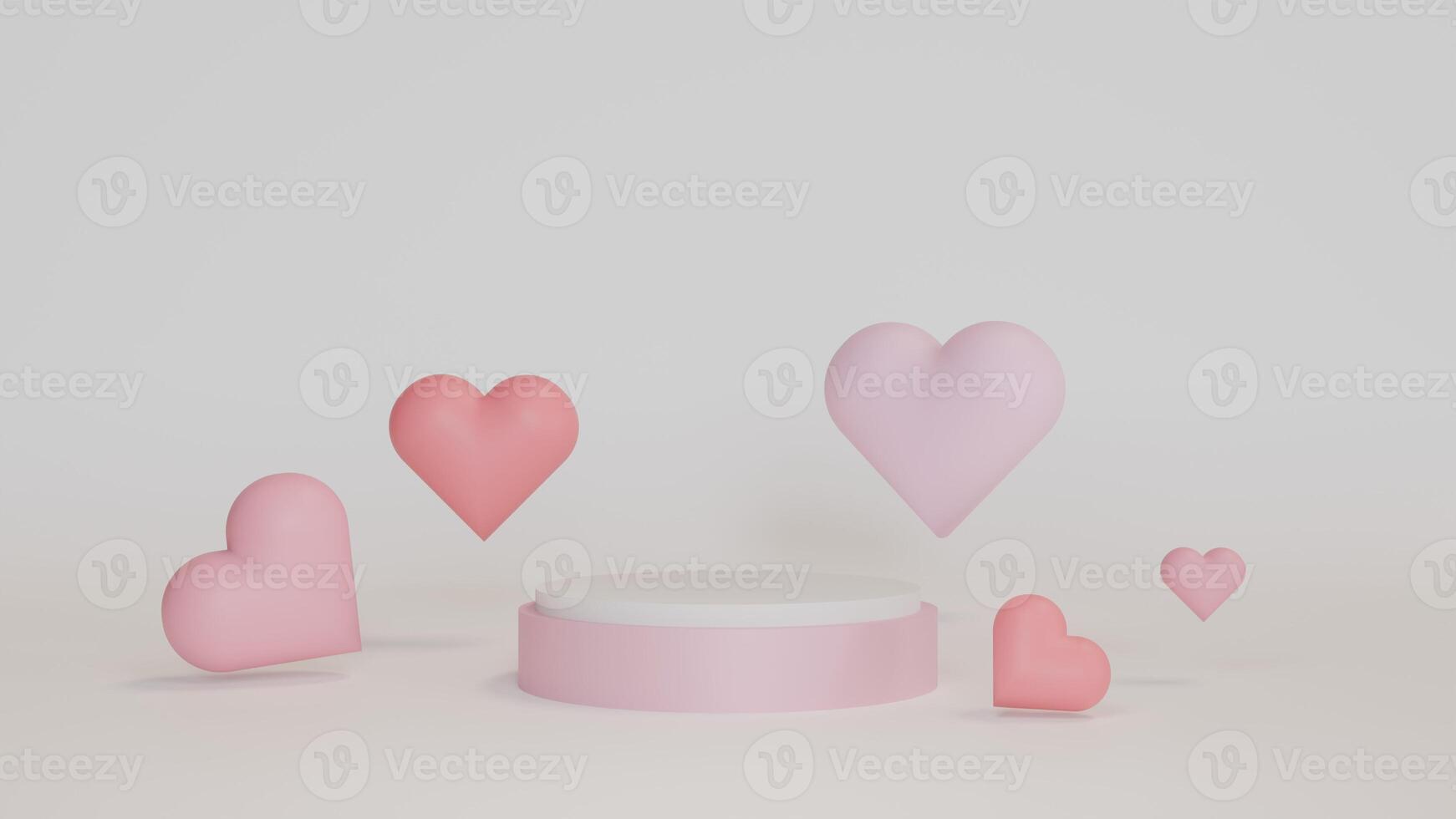 3D Rendering Rosegold background Love Heart Podium pink pastel stand vintage wallpaper photo