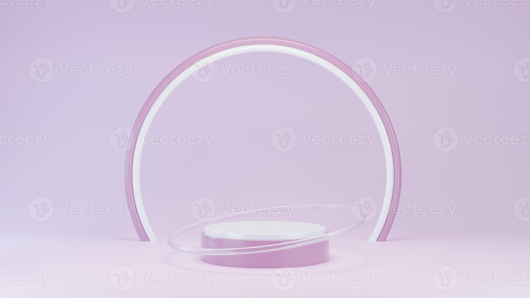 3D Rendering pastel pink background with podium and circle round abstract glass photo