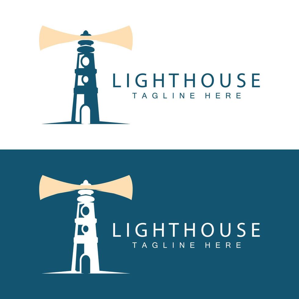 Lighthouse logo vector beacon tower ship signal simple beach port design template