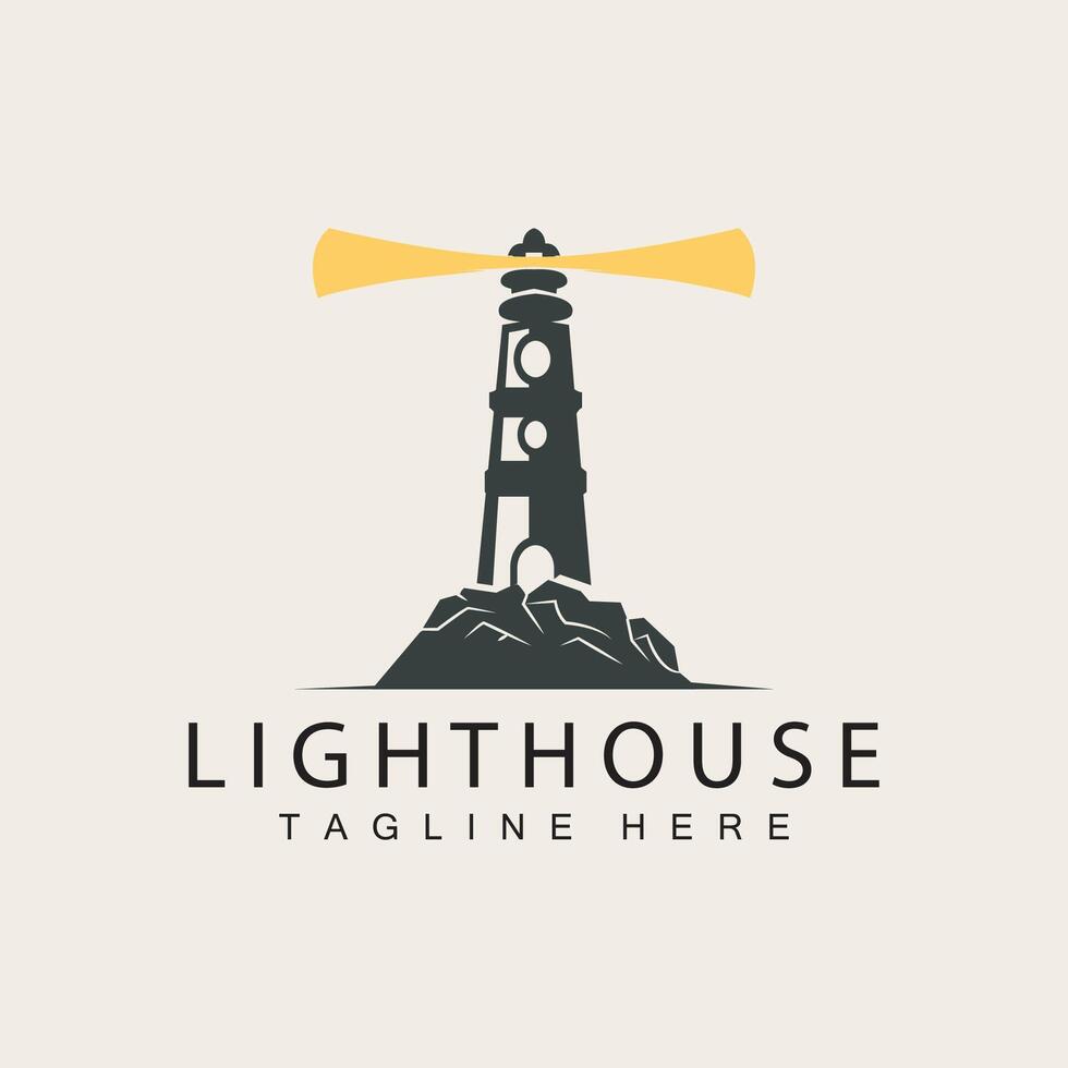 Lighthouse logo vector beacon tower ship signal simple beach port design template