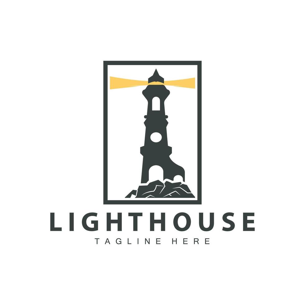 Lighthouse logo vector beacon tower ship signal simple beach port design template