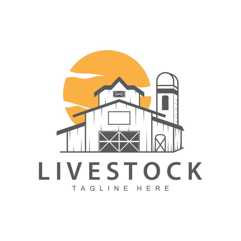 Farm barn logo vector warehouse simple minimalist vintage old village templet illustration