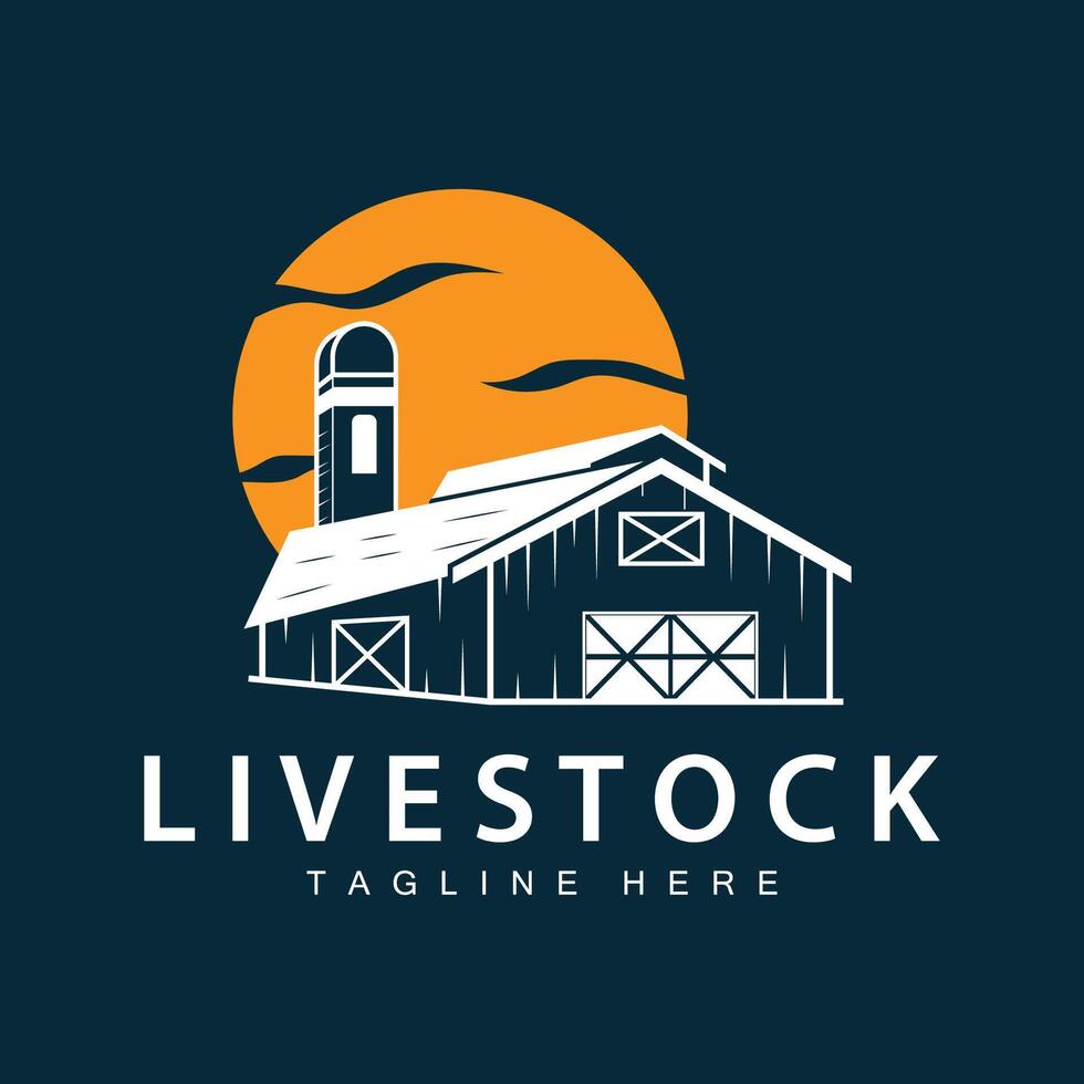 Farm barn logo vector warehouse simple minimalist vintage old village templet illustration