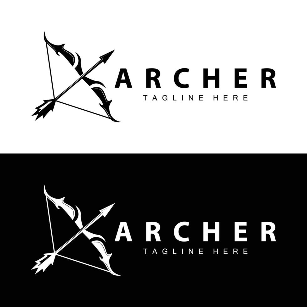 arquero logo vector Clásico diseño antiguo inspiración arquero herramienta flecha modelo marca
