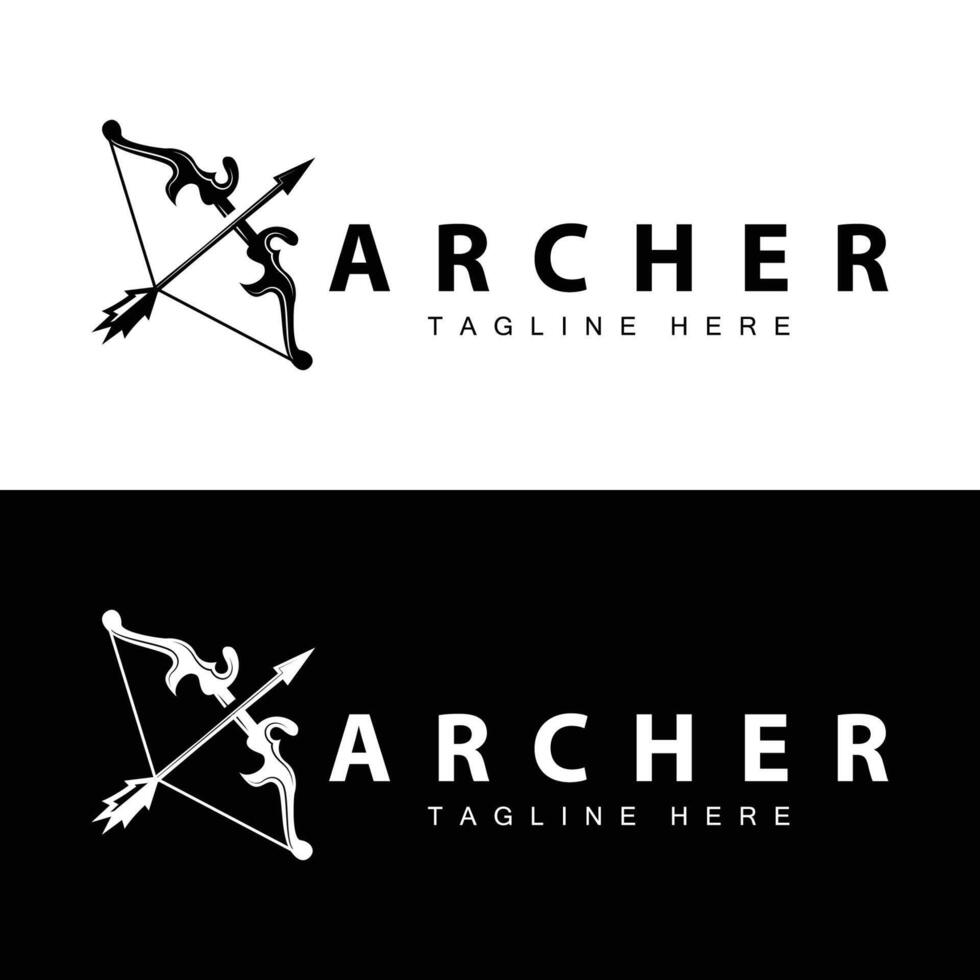 Archer logo vector vintage design old inspiration archer tool arrow template brand