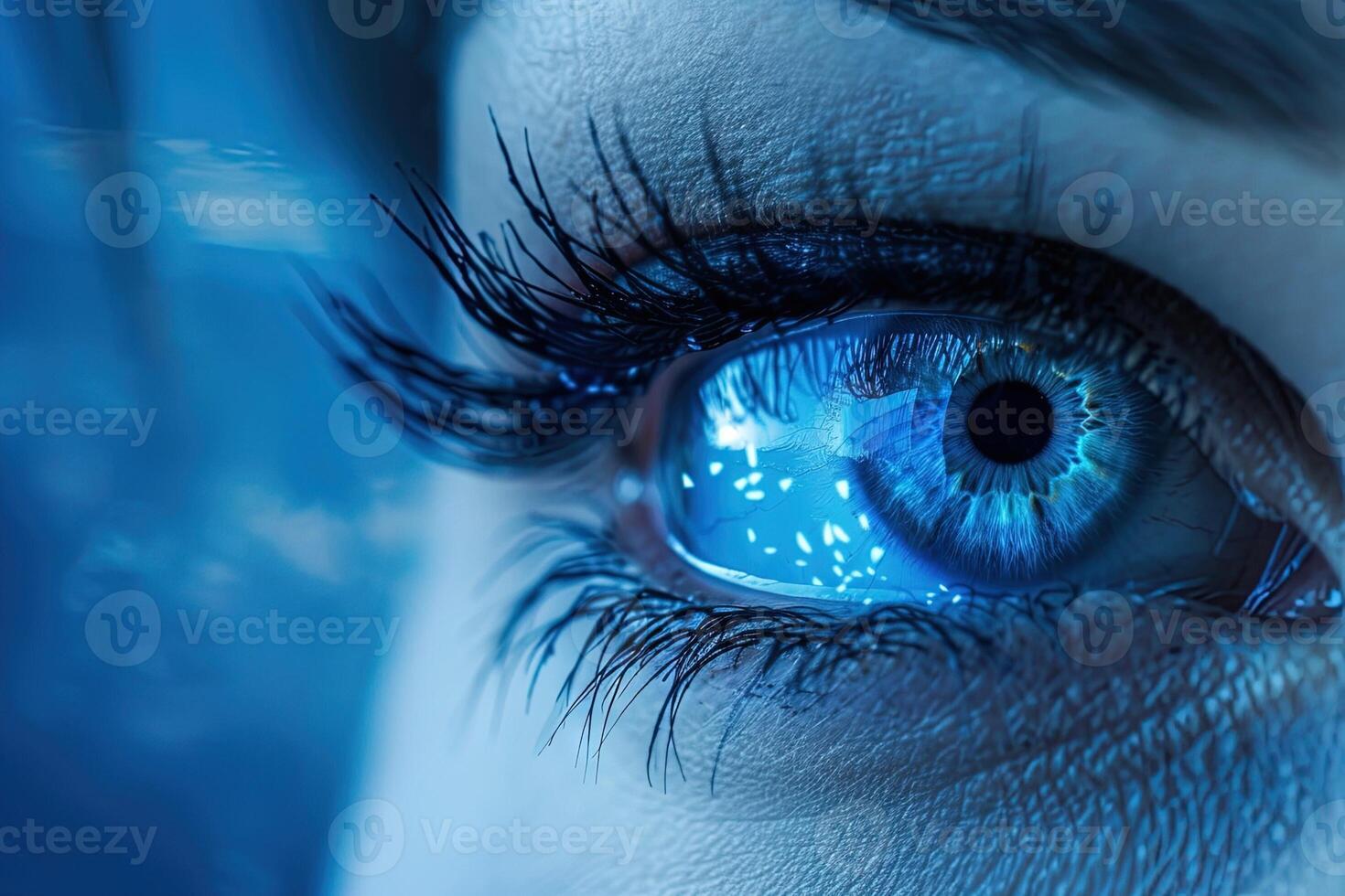 AI generated Blue eye future vision banner Human eye technology futuristic background photo