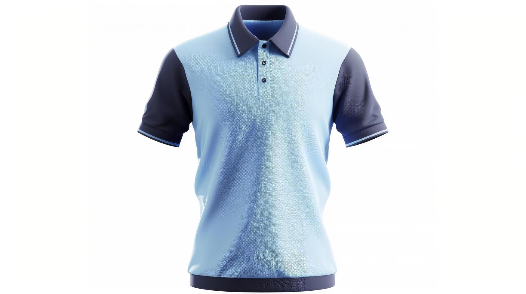 AI generated a light blue polo T shirt with dark blue sleeves photo