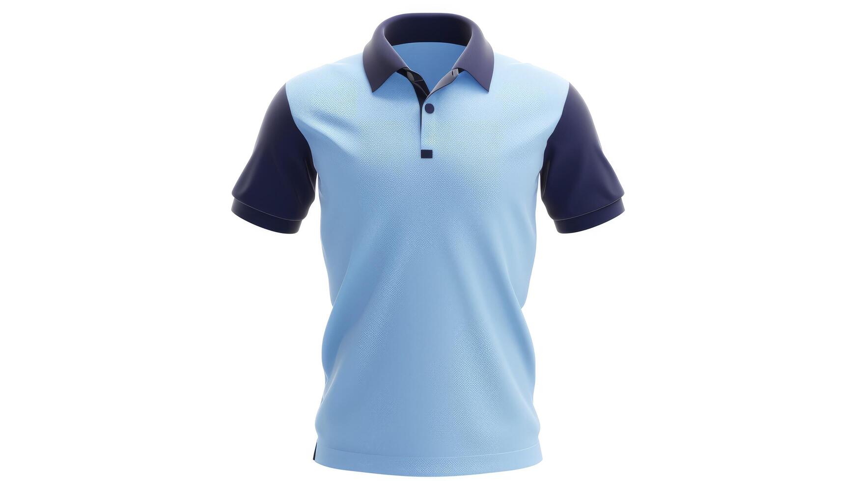 AI generated a light blue polo T shirt with dark blue sleeves photo