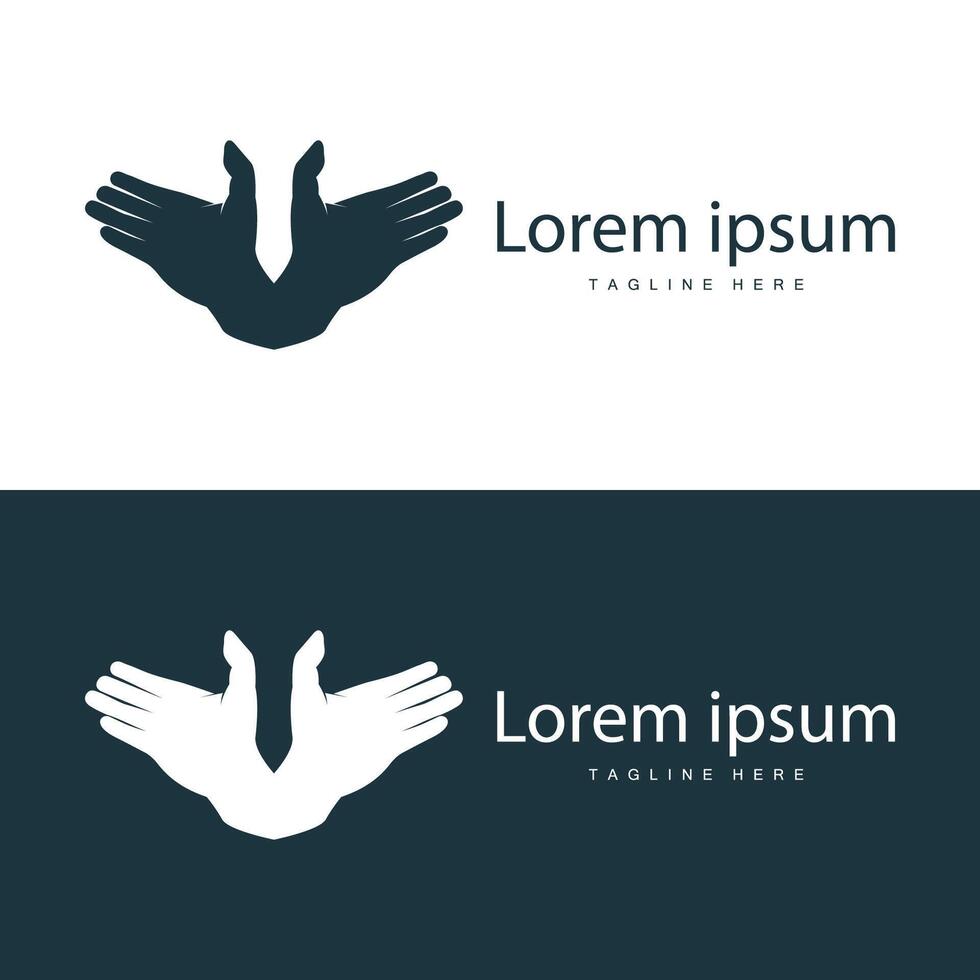 Simple hand and fingers vector design minimalist black silhouette product brand hand logo template