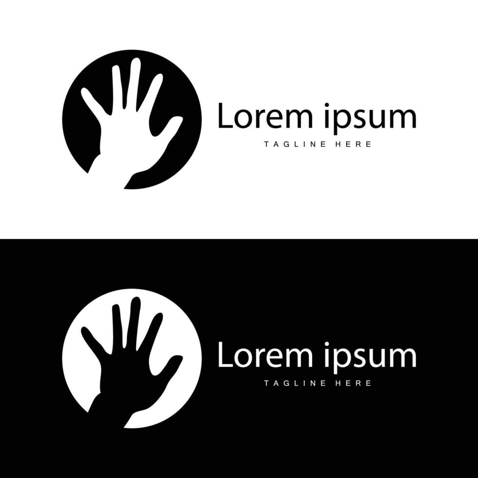 Simple hand and fingers vector design minimalist black silhouette product brand hand logo template