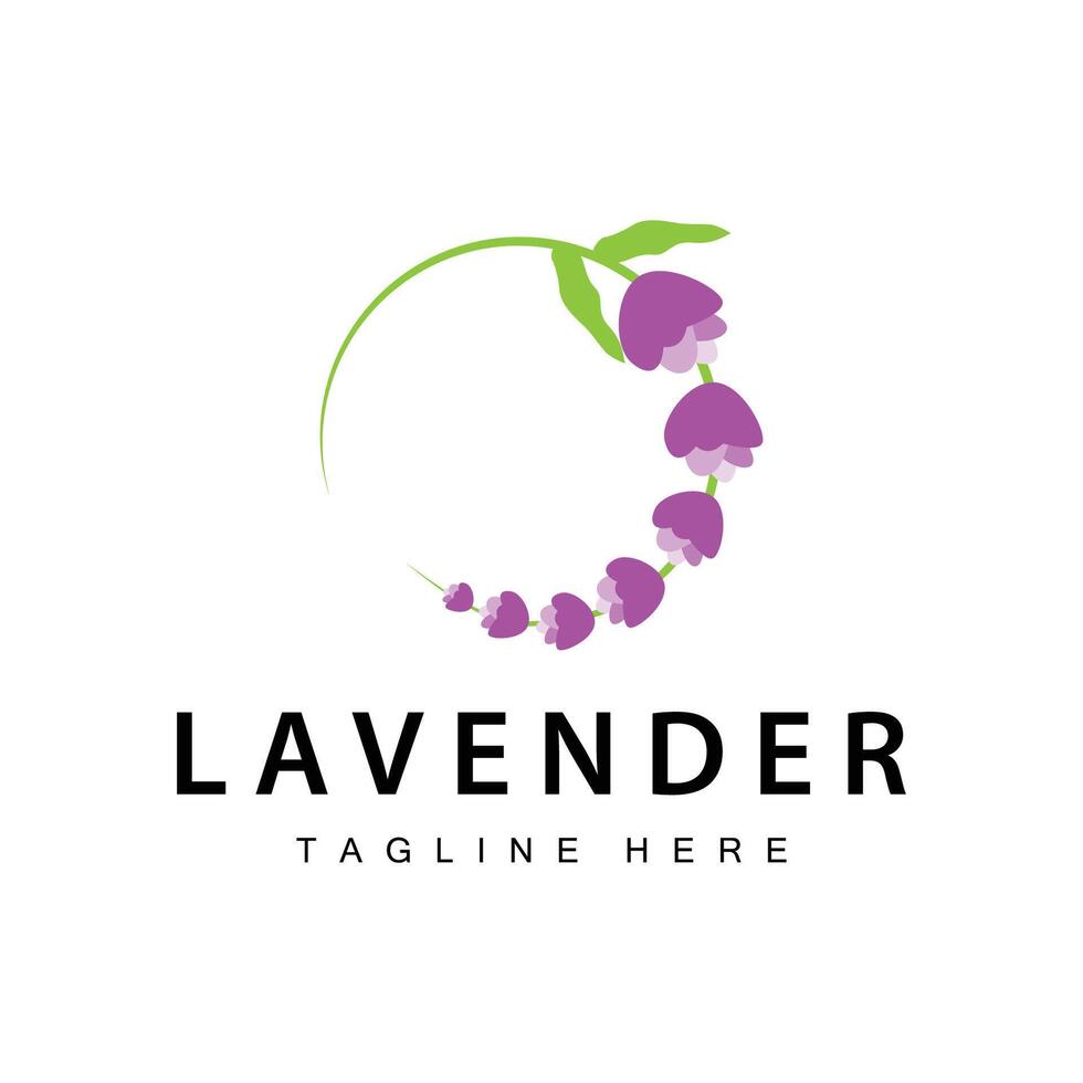 Lavender logo simple design vector cosmetic plant purple color and aromatherapy lavender flower garden template