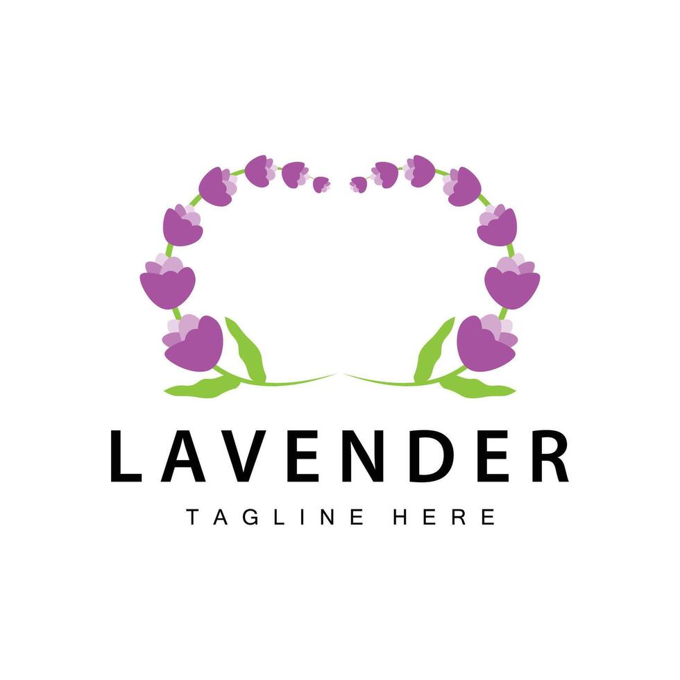 lavanda logo sencillo diseño vector cosmético planta púrpura color y aromaterapia lavanda flor jardín modelo