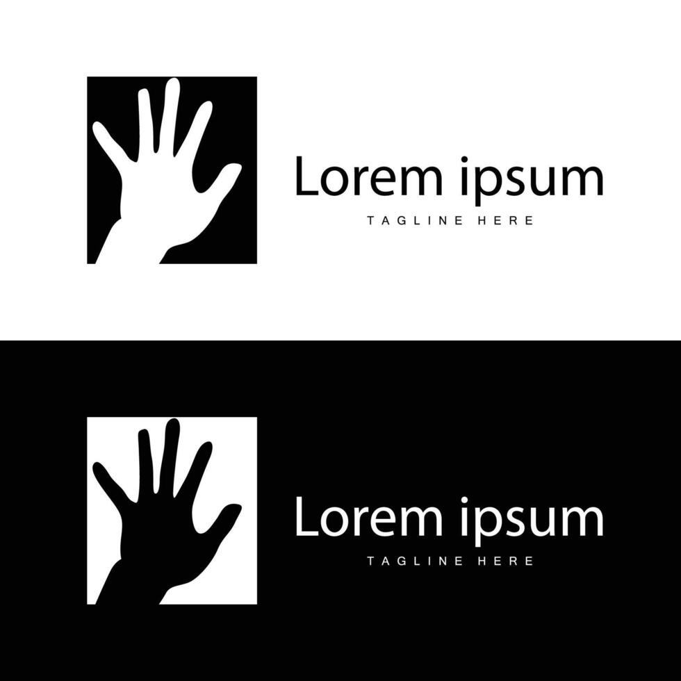 Simple hand and fingers vector design minimalist black silhouette product brand hand logo template
