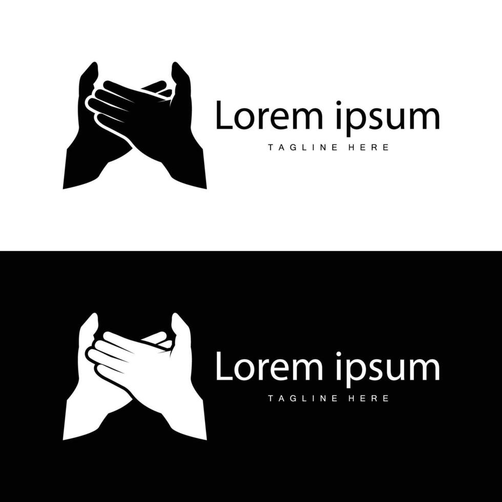 Simple hand and fingers vector design minimalist black silhouette product brand hand logo template