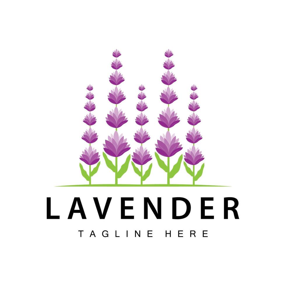 Lavender logo simple design vector cosmetic plant purple color and aromatherapy lavender flower garden template