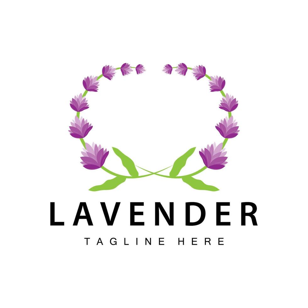 lavanda logo sencillo diseño vector cosmético planta púrpura color y aromaterapia lavanda flor jardín modelo
